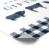 Poster Cartes et cadeaux Rustique Plaid bleu (Coin)