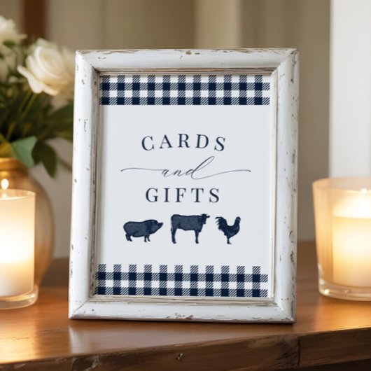 Poster Cartes et cadeaux Rustique Plaid bleu