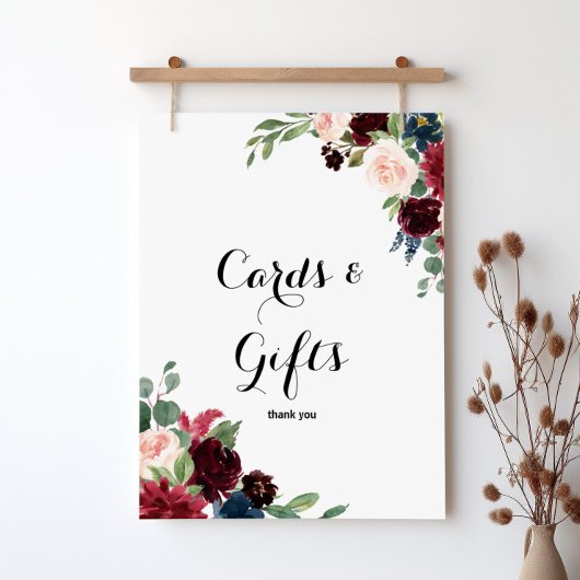 Poster Cartes et cadeaux rustiques bordeaux d'automne