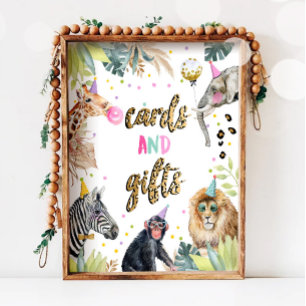 Poster Cartes et cadeaux Safari Fête Animaux Anniversaire