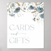 Poster Cartes et cadeaux signe boho bleu poussiéreux fleu (Devant)