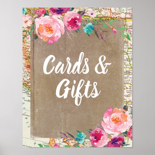 Poster Cartes et cadeaux Signe Fête des mariées rustique (Devant)