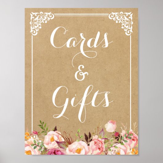 Poster Cartes et cadeaux | SIGNE Mariage Floral Rustique (Devant)