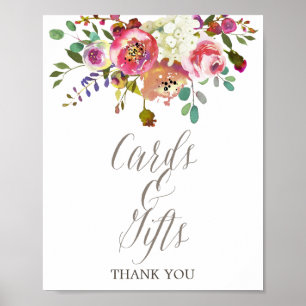 Poster Cartes et cadeaux simples de bouquet floral aquare