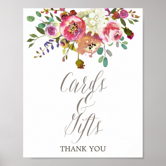 Poster Cartes et cadeaux simples de bouquet floral aquare (Devant)
