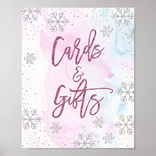 Poster Cartes et cadeaux Snowflake Parties scintillant Ma (Devant)