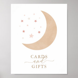 Poster Cartes et cadeaux sur la lune Baby shower Giri