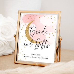 Poster Cartes et cadeaux Table de Baby shower de la lune 
