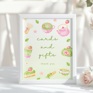 Poster Cartes et cadeaux Thé Matcha Rose Baby Shower