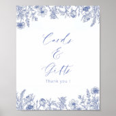 Poster Cartes Et Cadeaux Toile Blanc Et Bleu (Devant)
