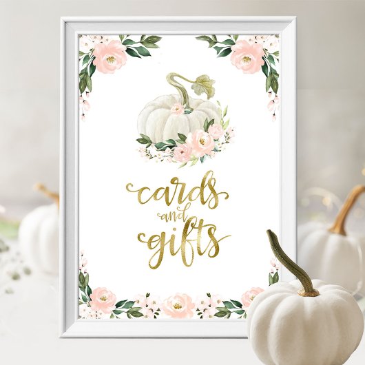 Poster Cartes et cadeaux Vert Baby shower d'automne Signa