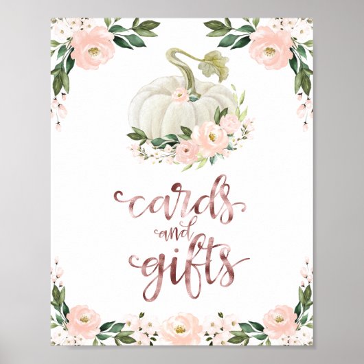 Poster Cartes et cadeaux Vert Baby shower d'automne Signa (Devant)