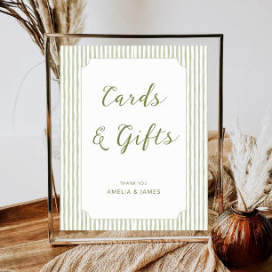 Poster Cartes et Cadeaux Vert Sauge Mariage Enterrement d