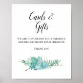Poster Cartes et cadeaux Vert Succulent Mariage Signal (Devant)