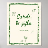 Poster Cartes et cadeaux verts de style italien (Devant)