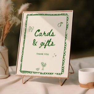 Poster Cartes et cadeaux verts de style italien