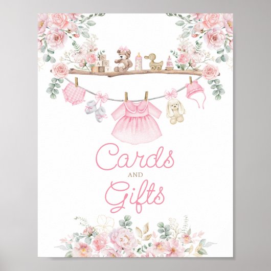 Poster Cartes et cadeaux Vêtements de bébé rose Fleur Lig (Devant)