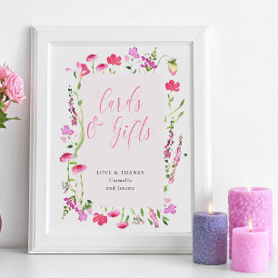 Poster Cartes et cadeaux Wedding shower Fleur sauvage ros