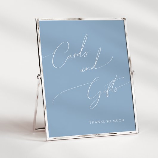 Poster Cartes et cadeaux Whimsical Dusty Blue Baby shower
