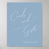 Poster Cartes et cadeaux Whimsical Dusty Blue Baby shower (Devant)