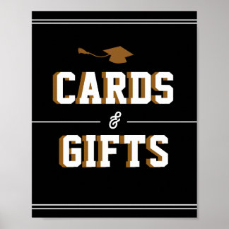 Poster Cartes et faveurs noires de remise des diplômes de