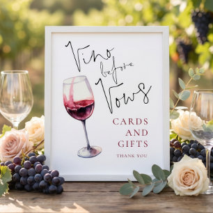 Poster Cartes et pancarte de cadeaux Vino Before Vows pou