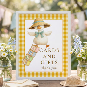 Poster Cartes et panneau de cadeaux à carreaux jaunes d'o