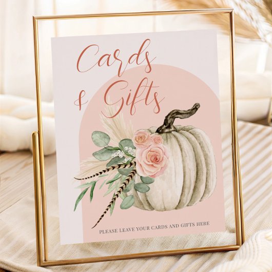 Poster Cartes et présentoir de table citrouille rose aqua