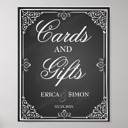 Poster Cartes et table de cadeaux de mariage (Devant)