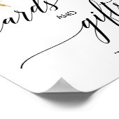 Poster Cartes Fines de Calligraphie Noire Florale & Étiqu (Coin)