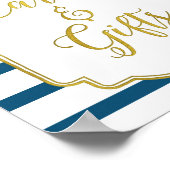 Poster Cartes Fleuries Aquarelle Rose Or Marine Cadeaux E (Coin)