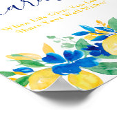 Poster Cartes florales citrons jaunes bleus douche nuptia (Coin)