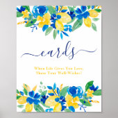 Poster Cartes florales citrons jaunes bleus douche nuptia (Devant)