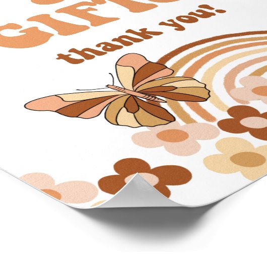 Poster Cartes Groovy & Panneau de Cadeaux de Douche Rétro (Coin)