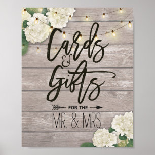 Poster Cartes mariages Cadeaux Bois Floral Lumières à cor