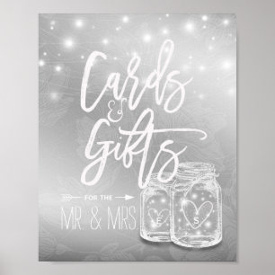 Poster Cartes mariages Cadeaux Mason Jarres Éclairages à