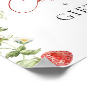 Poster Cartes nuptiales à l'aquarelle branchée fraise cad (Coin)