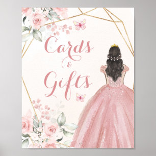 Poster Cartes Quinceañera Géométriques Roses Rouges