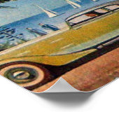 Poster CARTES RETRO, bleu jaune orange (Coin)