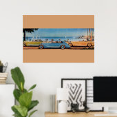 Poster CARTES RETRO, bleu jaune orange (Bureau à domicile)