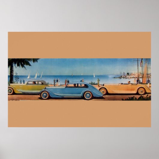 Poster CARTES RETRO, bleu jaune orange (Devant)