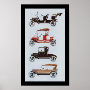 Poster CARTES RETRO, noir blanc rouge