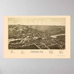 Poster Carthage, carte panoramique de NY - 1888