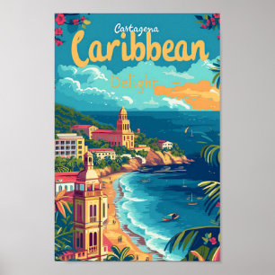 Poster Carthagène Colombie Illustration de voyage d'art V