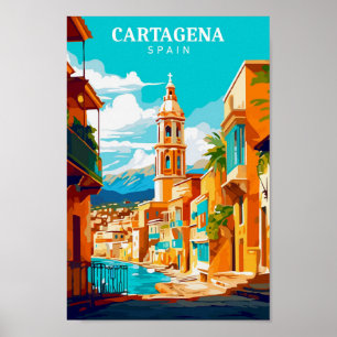 Poster Carthagène Espagne Art Vintage Illustration de voy