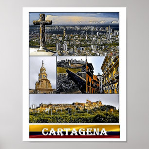 Poster Carthagène - Mosaïque - Colombie