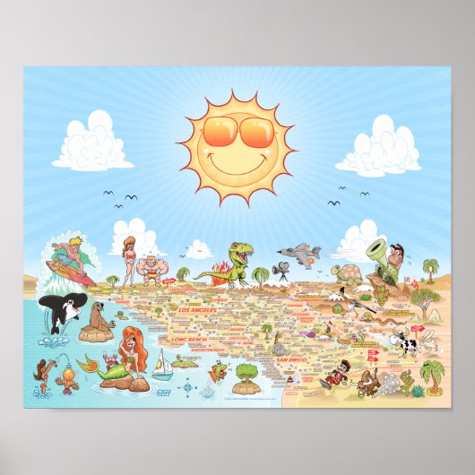 Poster Cartographie de la Californie du Sud (Devant)