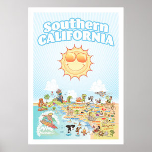 Poster Cartographie de la Californie du Sud