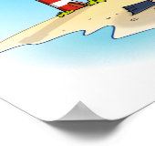 Poster Carton ; aller en vacances en plongée. (Coin)