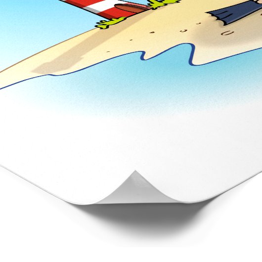 Poster Carton ; aller en vacances en plongée. (Coin)